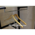 wooden clothes hanger with clips/natural color wood hanger